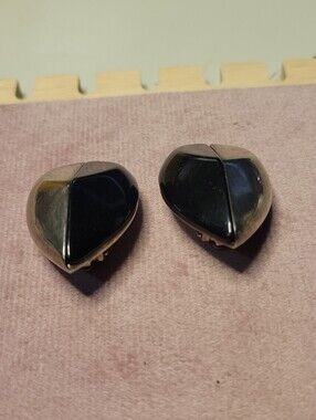 Vintage Givenchy Paris New York Black And Sivertone Clip Earrings Modernist.